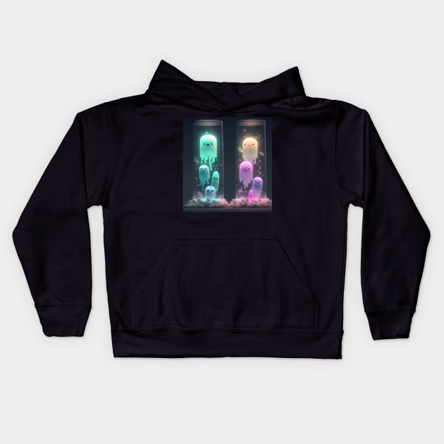 cute bacteria ghosts Kids Hoodie by cinematic